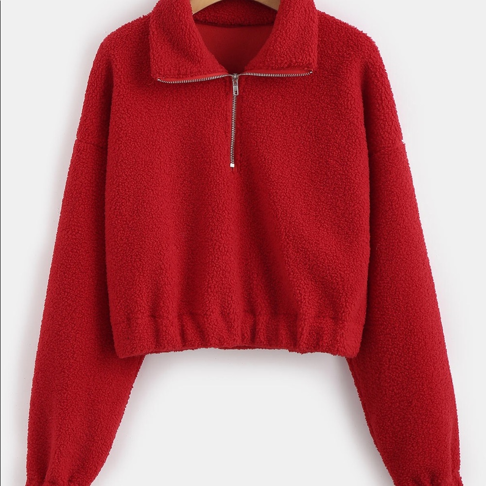 Zaful Red Half zip Sweater
